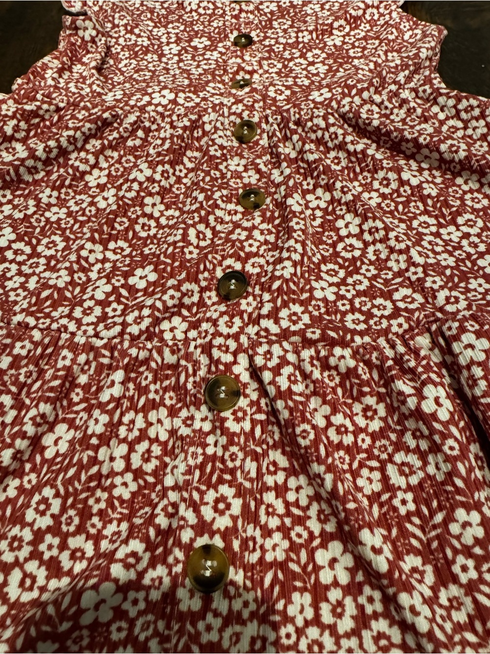 Btween Girls Size 5 Red Floral Button Front Tiered Dress - Picture 6 of 6
